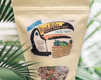 Bird Bites Freeze Dried Chop - Totally Veggies - No Fruit Food Mix For Parrots of All Sizes