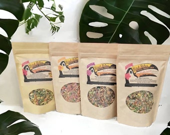 The Ultimate 4-Flavor Variety Pack - Bird Bites Freeze Dried Chop - Daily Fruits & Veggies, 1 of Each Flavor