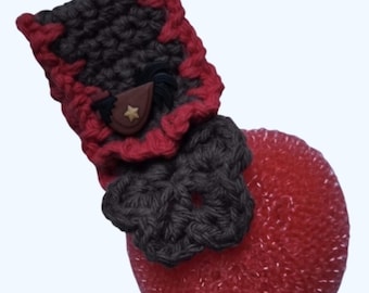 Rooster Handmade Red & Brown Fancy Nylon Cotton Hanging Dish Scrubber-OS