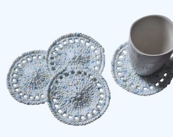 Ecofriendly Cotton Round Coaster Set of 4-Handmade Crocheted-Multicolor