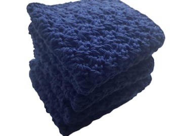 Milieuvriendelijke, handgemaakte, biologische katoenen afwasdoekjes set van 4 - Blauw