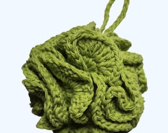 Esponja de baño de algodón tejida a mano a crochet para ducha y spa - Verde lima