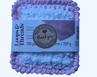 Crochet Cotton Dish Scrubbie Set | Reusable Kitchen Sponge | Pots & Pans Scrubber | White Pink Purple
