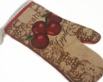 Red Apple Oven Potholder Mitt,Hanging,Glove,Fancy-Handmade Crocheted