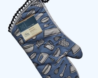 Blue Kitchen Utensil Oven Potholder Mitt,Hanging,Glove,Fancy-Handmade Crocheted