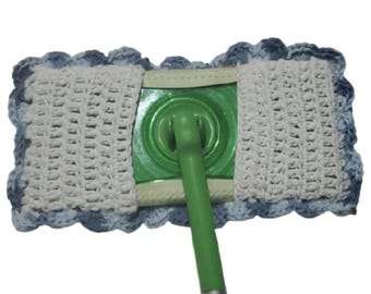 Handmade Organic Cotton Mop Cover: White with Blue Ombre