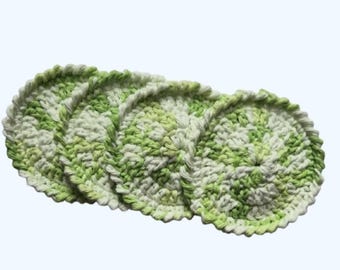 Eco-Friendly Cotton Reusable Face Scrubby Set of 4-Mixed Lime Green