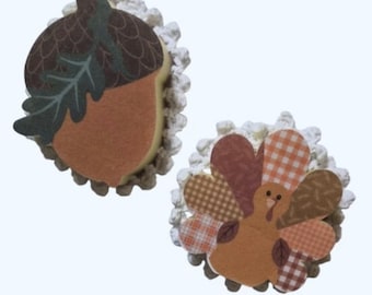 Autumn Turkey And Acorn Fall Thanksgiving Kitchen Dish Sponge Set