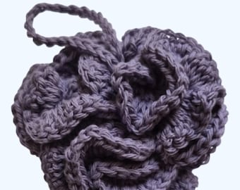 Esponja de baño de algodón tejida a mano a crochet para ducha y spa - Morado