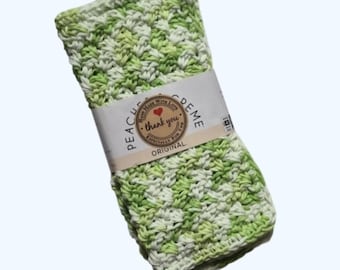 Hand Crocheted Cotton Dish Cloth Set: Lime Green Tie-Dye (Set of 3)