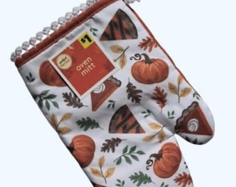 Thanksgiving Harvest Pumpkin Pie Oven Potholder Mitt,Hanging,Glove,FancyHandmade