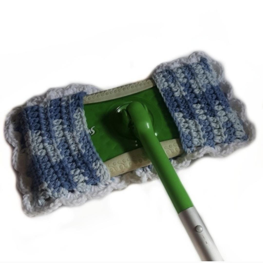 Handmade Organic Cotton Mop Cover: Blue Ombre with White Trimming - US ...