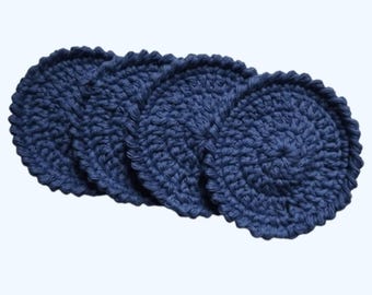 Eco-Friendly Cotton Cloth Reusable Face Scrubbie Set of 4-Makeup Remover-Reusable Cotton Balls-Royal Blue