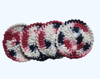 Eco-Friendly Cotton Reusable Face Scrubbie Set of 4-Patriotic Summer Multicolor