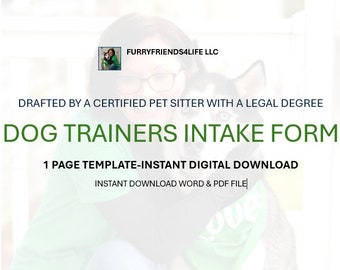 Dog Trainers Intake Form-Instant Digital Download