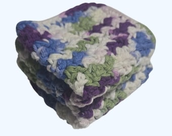 Eco Friendly Organic Handmade Cotton Dish Wash Cloth Set of 2-Multicolor