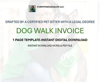 Pet Sitter Dog Walk Invoice Template-Instant Digital Download