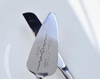 Personalisierter Gold Hochzeits-Tortenheber-Set: Personalisiertes Andenken