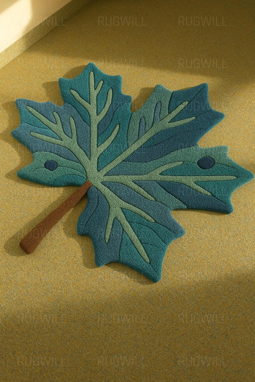 Leavy Rug Leaf Shaped Rug: Green Botanical Accent Mat - Etsy