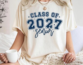 2027年卒業生Tシャツ、コンフォートカラーズTシャツ、シニア2027 Tシャツ、卒業Tシャツ、高校卒業生ギフト、ヴィンテージシニアシャツ