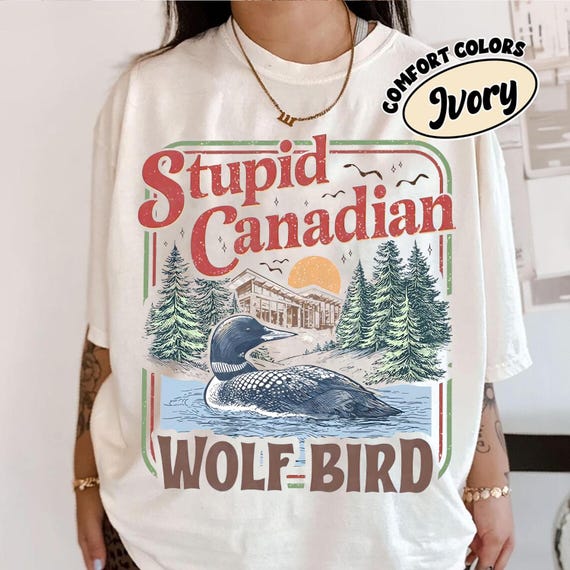 Comfort Colors® Stupid Canadian Wolf Bird Shirt, Funny Animal TShirt, Heated Rivalry Sweatshirt, Humor Gift