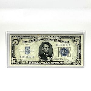 1934 5 Dollar Silver Certificate, Amazing Condition AU - Rare Bill