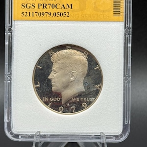 1979 S Kennedy Half Dollar Proof Cameo, PR70CAM