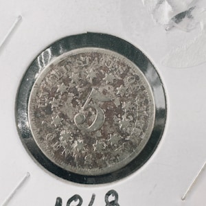 1868 US Shield Nickel, No Rays, VG Condition