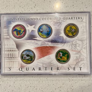 U.S. Statehood Colorized Quarter Collection; Features Michigan, Florida, Texas, Iowa, and Wisconsin