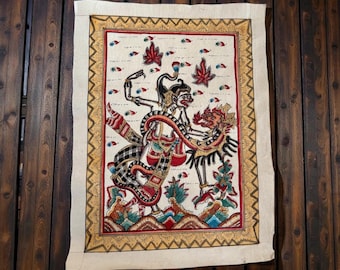 美術品・アンティーク・コレクション バリ島伝統絵画 カマサン画木製の