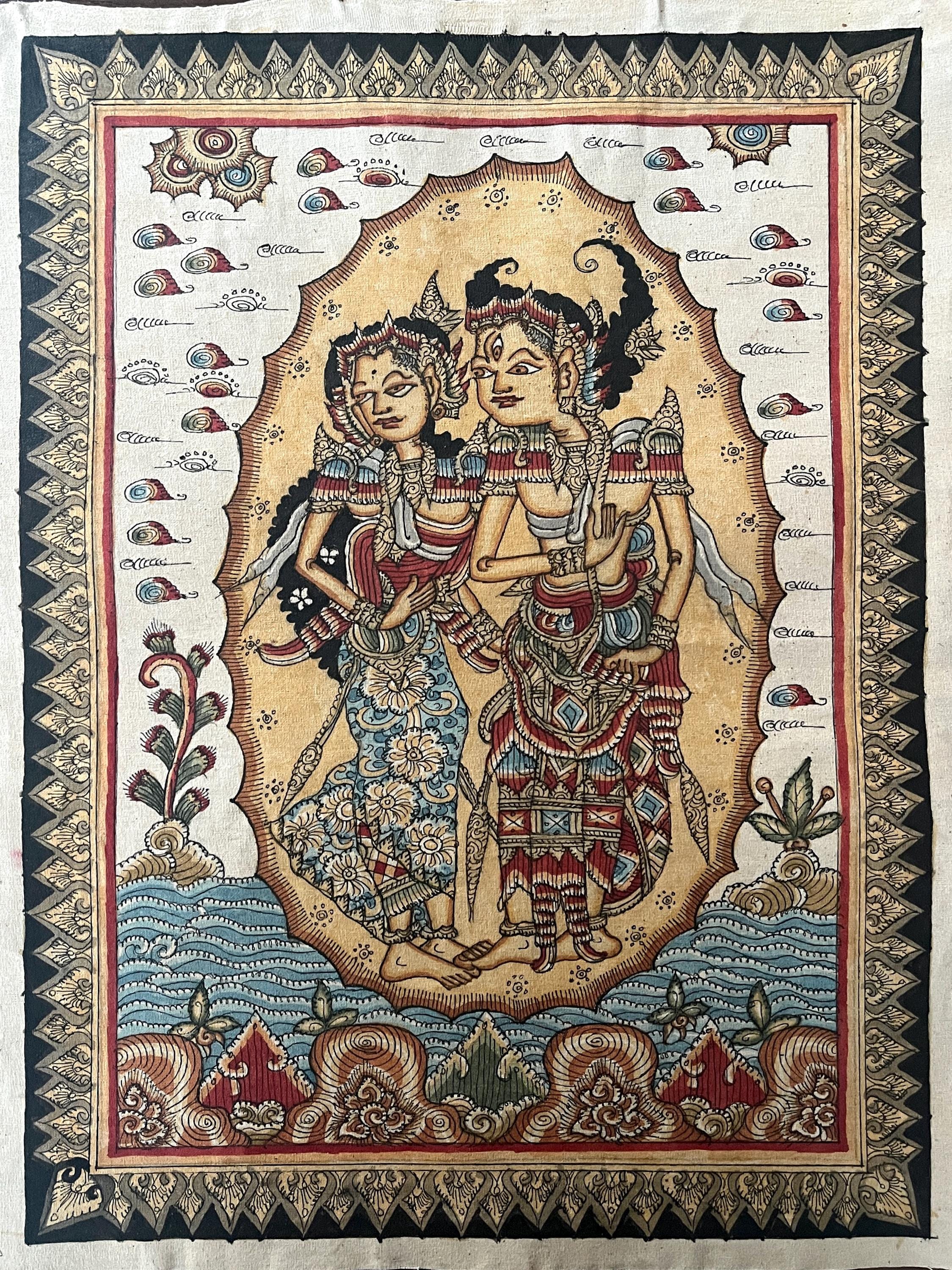 Semara & Ratih – Balinese Kamasan Painting Sacred Wayang Art on