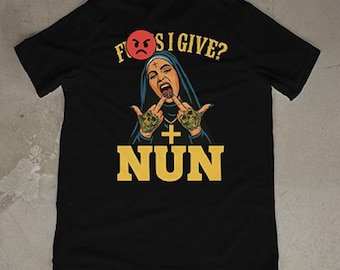 Funny Nun T-Shirt – Tattoo Style Graphic Tee, Rebel Streetwear