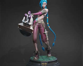ジンクス - リーグ・オブ・レジェンド - 手作りのフィギュア/スタチュー、3Dプリント、塗装済み、マルチカラー、装飾、3Dプリント樹脂モデルキット