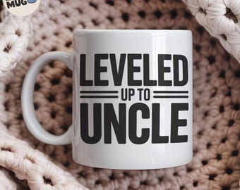 Leveled Up to Uncle Mug, Funny Uncle Gift, Pregnancy Announcement Mug, Minimalist Uncle Coffee Cup, New Uncle Reveal Present