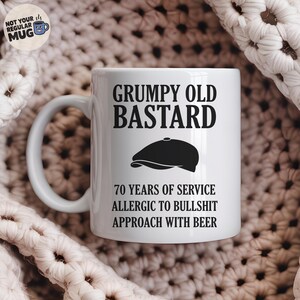 Grumpy Old Bastard Mug, Rude 70th Birthday Gift For Men, Funny Grumpy Old Man Mug, Grandad 70th Birthday Gift, Dad Birthday Mug,70th For Him