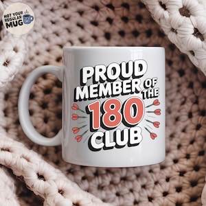 Darts Mug Gift, &#39;Proud Member Of The 180 Club&#39;, Funny Dart Player Coffee Cup, Perfect Present For Dart Lovers Christmas Or Birthday