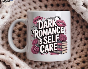 Taza de Romance Oscuro, Regalo Divertido para Amantes de los Libros, Taza de Café "Romance Oscuro es Autocuidado", Taza para Lectores y Fanáticos de Booktok