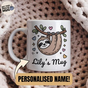 Benutzerdefinierte Faultier Becher, süßes Faultier Geschenk mit personalisiertem Namen, lustige Tierkaffeetasse, faules Faultier-Liebhabergeschenk, einzigartige kundenspezifische Becher