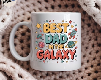 Bästa pappa-mugg, "Bästa pappa i galaxen"-mugg, rolig rymdpappa-kaffekopp, fars dag-present från barn, födelsedagspresent till pappa, kosmisk pappa-mugg