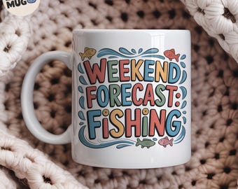 Helgprognos Fiskemugg, Rolig Fiskemugg för Män, Färgglad Fiskarkaffekopp, Fiskegåvor till Pappa, Make, Morfar
