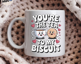 Funny Valentine’s Day Mug, 'You’re the Tea to My Biscuit', Cute Couples Coffee Cup Gift for Boyfriend, Girlfriend, Husband, Wife