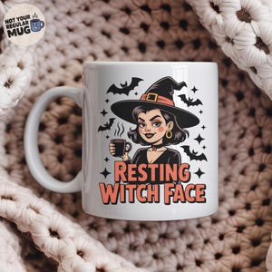 Halloween Witch Mug Funny Retro Style, &#39;Resting Witch Face&#39; Coffee Mug, Cute Sassy Witch Gift For Her, Halloween Mug For Women