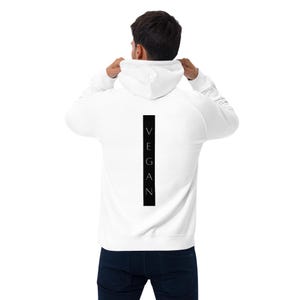 VEGAN - Vegan Unisex Eco Hoodie | White Organic Cotton Hoodie | Ethical Streetwear | Sustainable Gift | Vegan merch | Vegan fashion