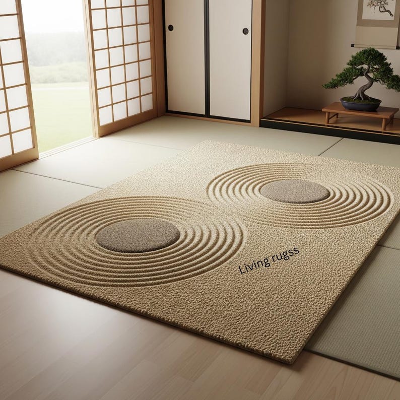 Zen Garden Inspired Area Rug | Japanese Sand Garden Rug | Minimalist ...