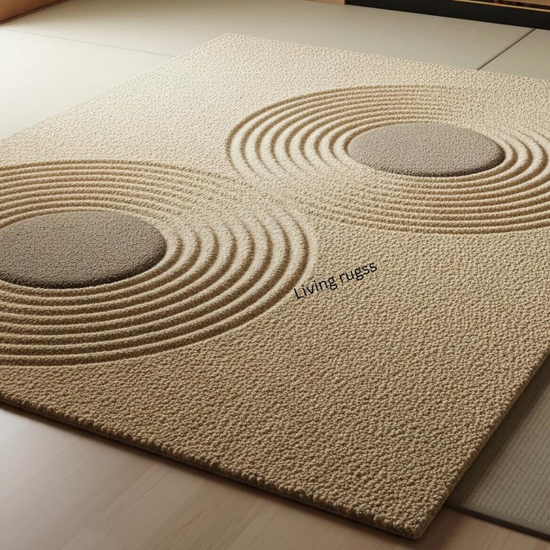 Zen Garden Inspired Area Rug | Japanese Sand Garden Rug | Minimalist ...