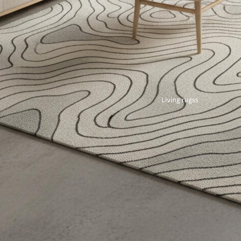 Topography Rug Pattern Modern Topographic Area Rug | Minimalist Contour Line Design | Neutral ...