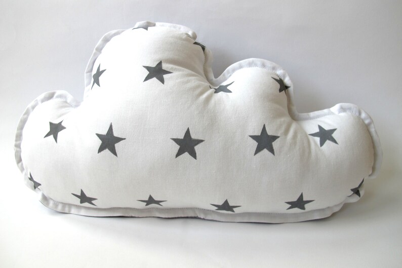 Cloud Pillow Grey Stars Star Pillow Grey Backing Etsy