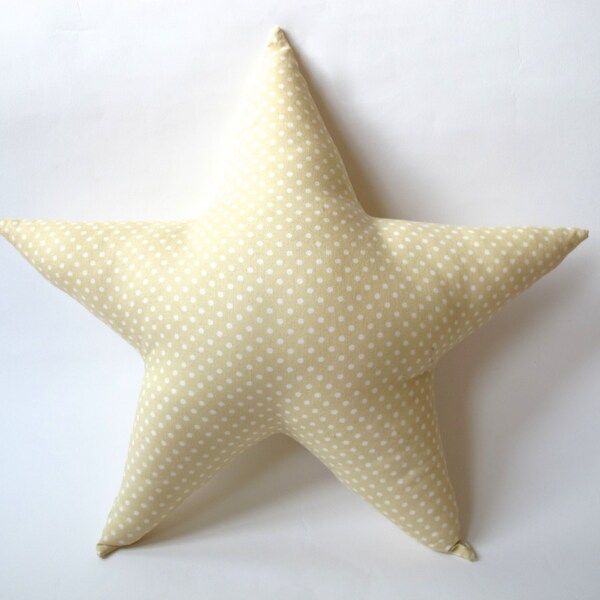 Star Pillow - Tan/ Beige/ Sand with White Polka Dots - Nursery Decor