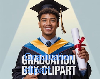 Clipartbundel afstuderen: meisjes en jongens, petten, diploma's (digitale download)