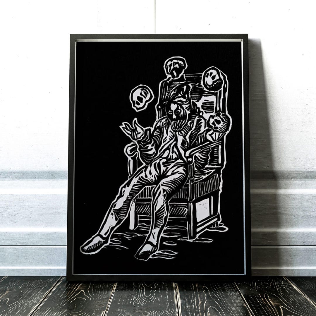 Death Linocut Print, Skull Lino Print, Dark Art Wall Decor - Etsy